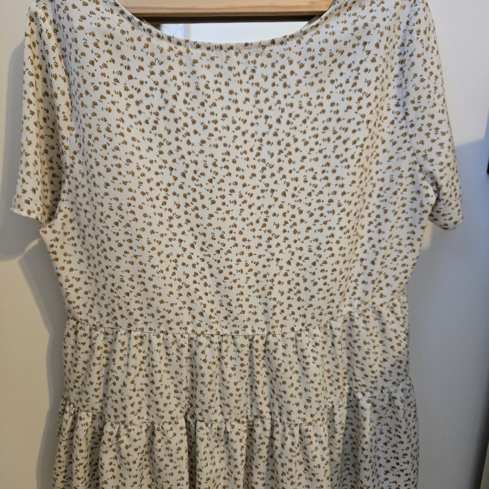 SHEIN Cream and Brown Floral Shirt